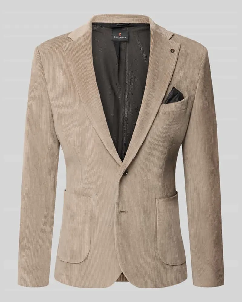 Zuitable Slim Fit Sakko aus Baumwoll-Mix in Cord-Optik Modell 'Nick Sand