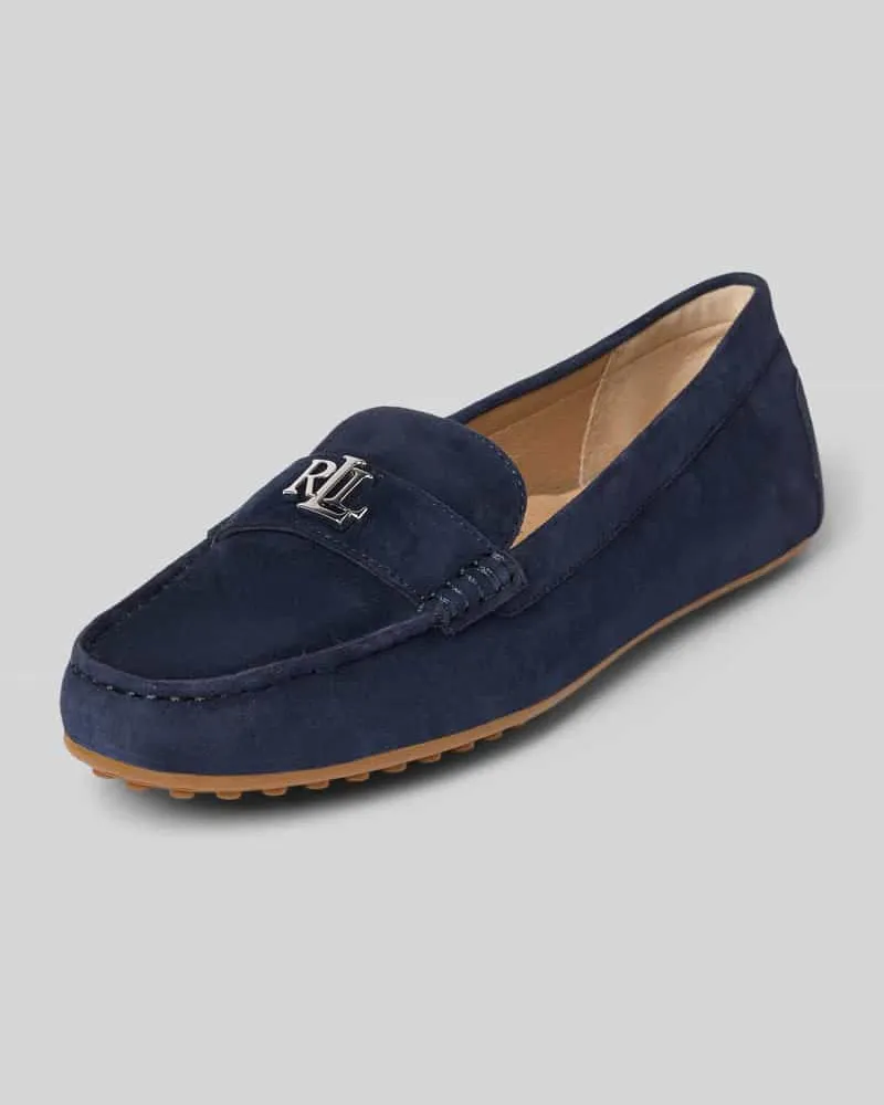 Ralph Lauren Lederslipper mit Label-Applikation Modell 'BARNSBURY Dunkelblau