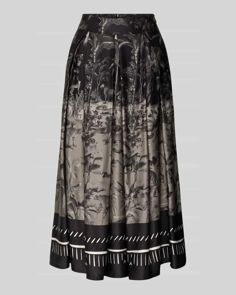 Miss Goodlife Midirock aus Viskose im Allover-Look Modell 'Midnight Safari Mittelgrau