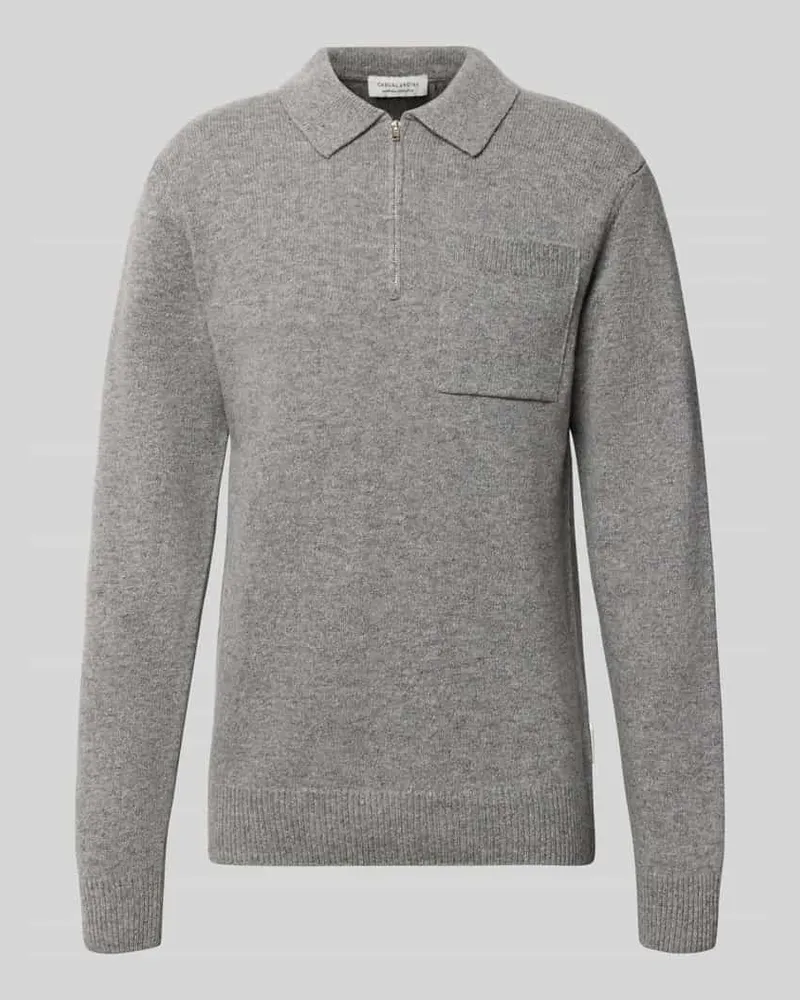 Casual Friday Strickpullover aus Woll-Mix mit Polokragen Modell 'FELIPO Hellgrau