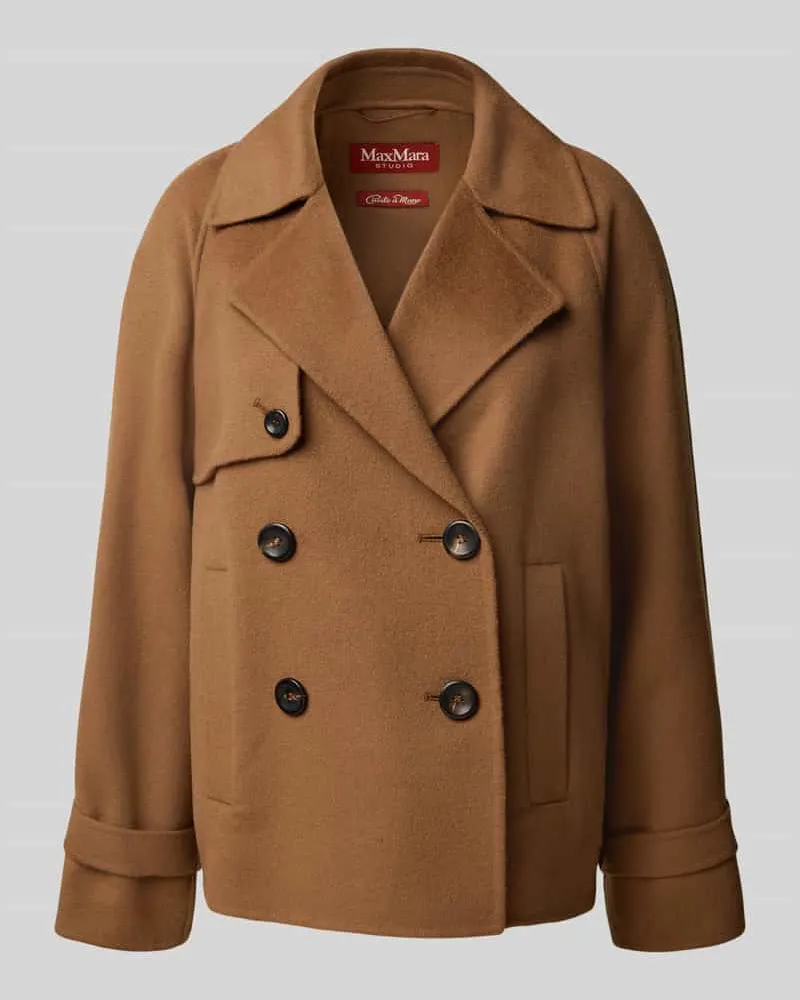 Max Mara Regular Fit Wolljacke aus Schurwoll-Seiden-Mix mit Kaschmir-Anteil Modell 'NUPAR Cognac