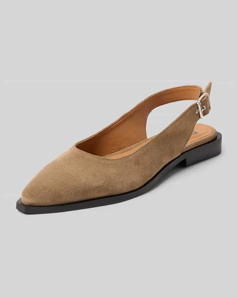 BIANCO. Slingback-Ballerinas aus Leder mit Dornschließe Sand