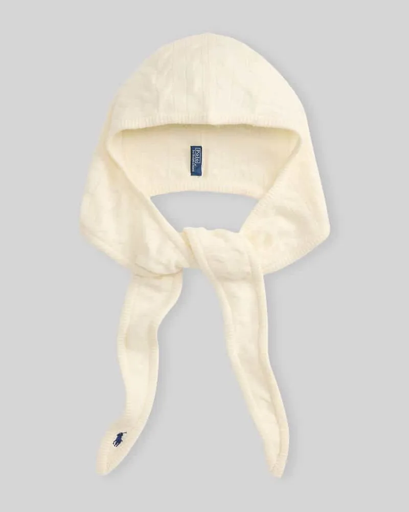 Ralph Lauren Mütze aus Wolle Kaschmir mit Kapuze Offwhite