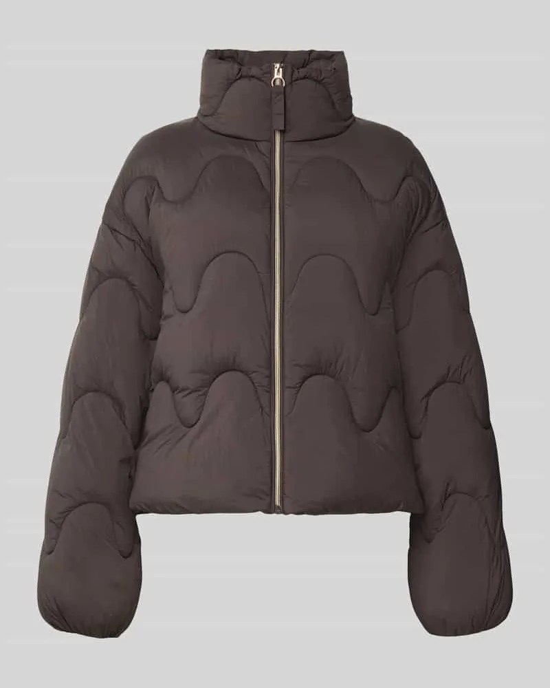 JAKE*S Loose Fit Steppjacke mit Stehkragen Dunkelbraun