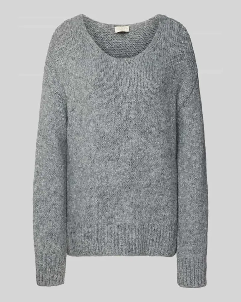 Milano Italy Strickpullover mit Rundhalsausschnitt Hellgrau