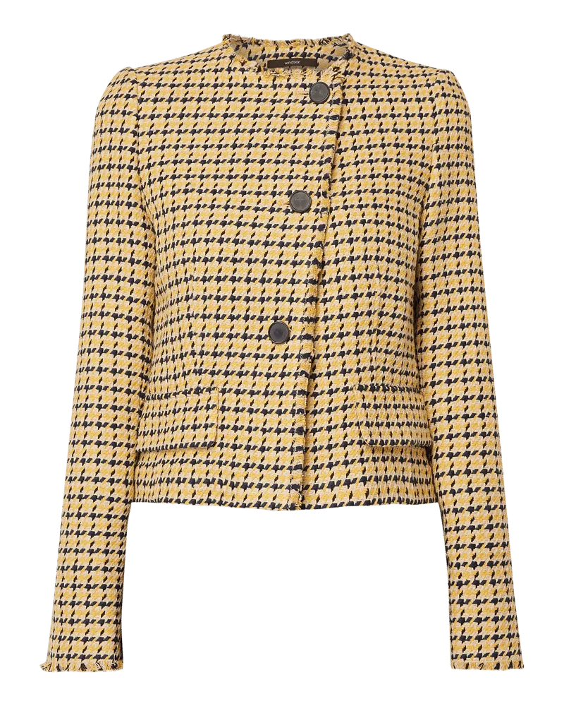 windsor. Blazer aus Tweed mit Pepita-Dessin Senf