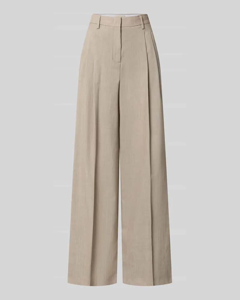 Max Mara Regular Fit Weite Hose aus reiner Schurwolle Modell 'OVVIO Taupe
