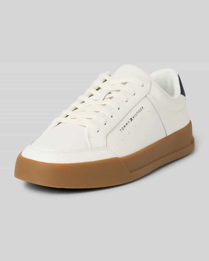 Tommy Hilfiger Low Top Sneaker aus Leder-Mix Ecru