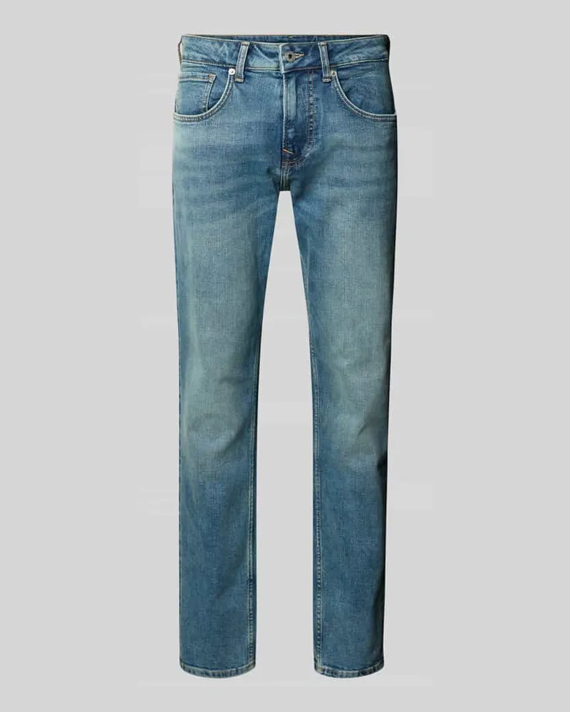 Pepe Jeans Straight Fit Jeans aus Baumwoll-Mix Modell 'CASH Jeansblau