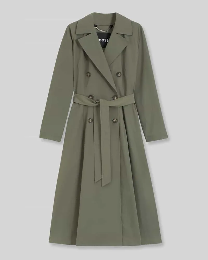 HUGO BOSS Regular Fit Trenchcoat aus Baumwoll-Mix Oliv