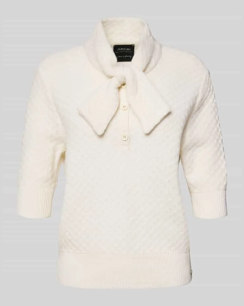 Marc Cain Strickpullover aus Schurwoll-Kaschmir-Mix mit Schluppe Weiss