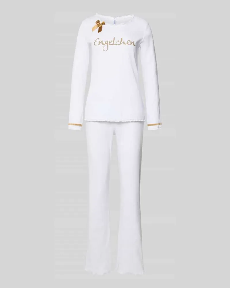 Louis & Louisa Regular Fit Pyjama mit Zierschleife Modell 'Engelchen Weiss