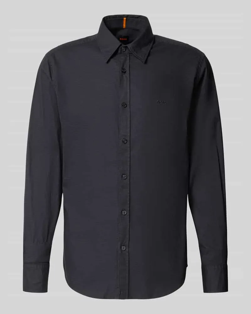 HUGO BOSS Regular Fit Freizeithemd aus Baumwoll-Mix Modell 'RELEGANT Black