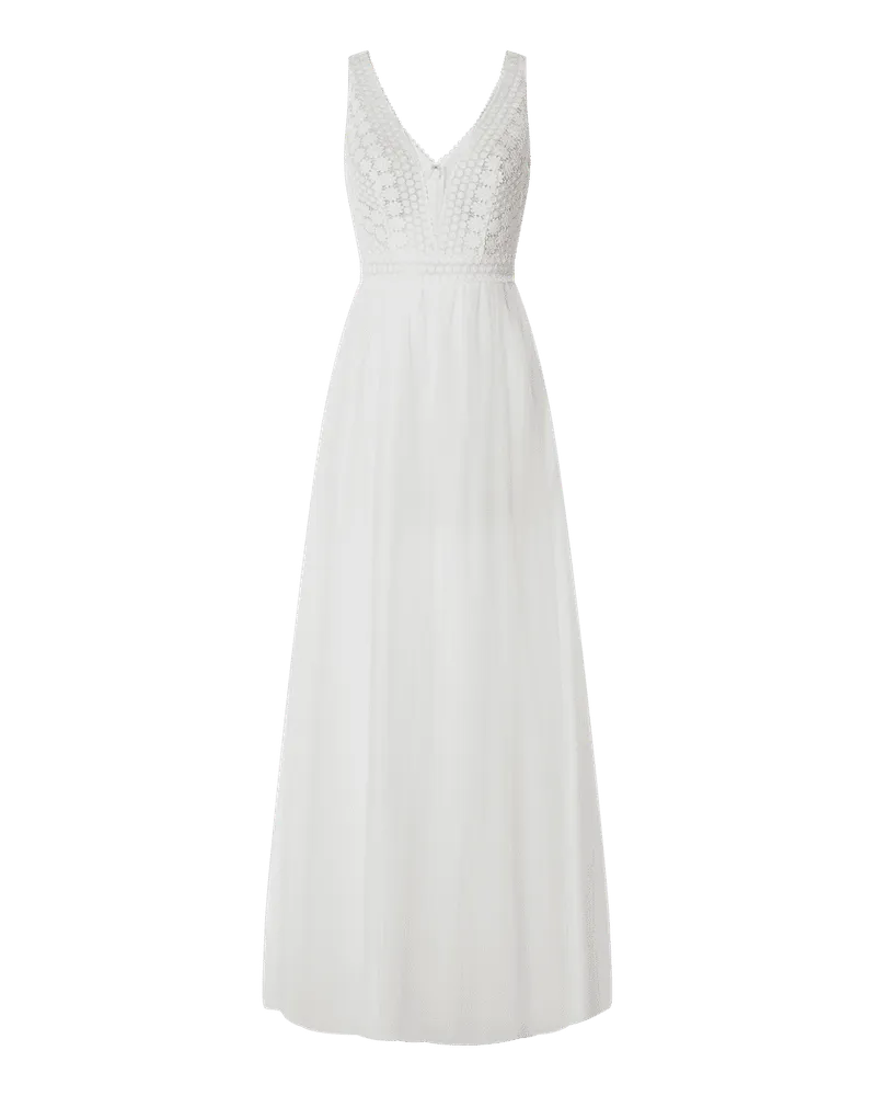 LUXUAR Brautkleid aus Häkelspitze und Mesh Offwhite