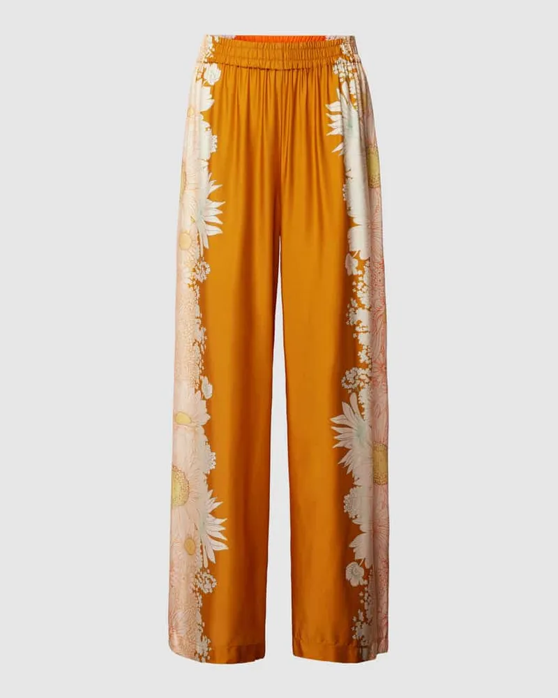Oilily Wide Leg Stoffhose mit floralem Print Modell 'PUTRYA Orange
