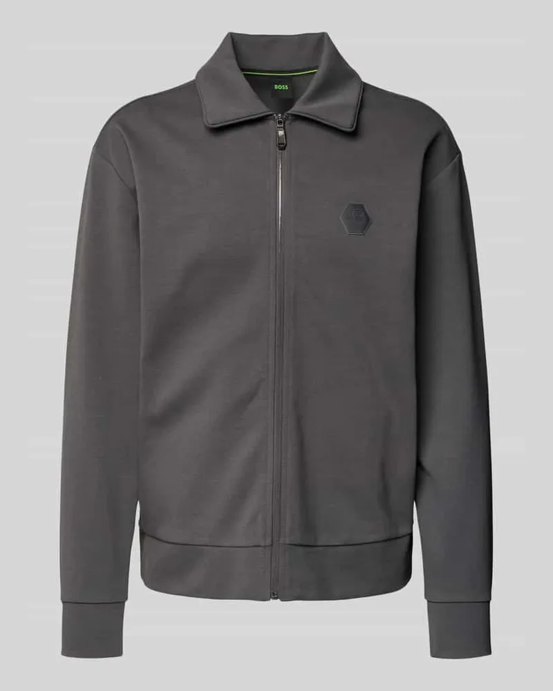 HUGO BOSS Regular Fit Sweatjacke aus Baumwoll-Mix Modell 'FUTURE Dunkelgrau
