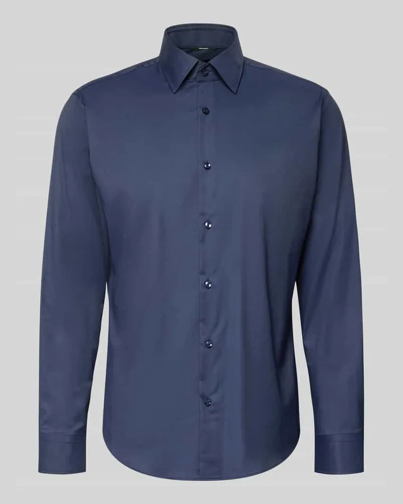 HUGO BOSS Regular Fit Businesshemd aus Stretch-Twill Modell 'P-JOE-KENT-C1-222 Marine