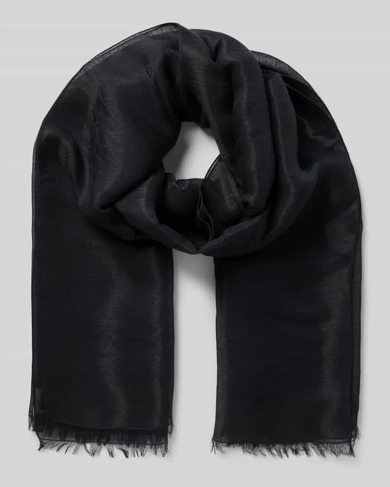 Emporio Armani Schal aus Modal-Mix mit Fransen Black