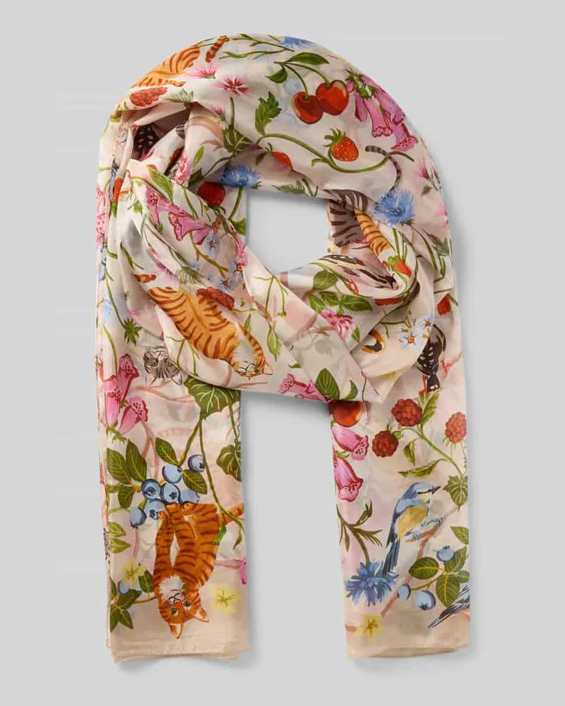 Fraas Stola aus reiner Seide mit floralem Allover-Print Hellblau