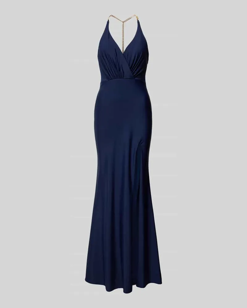 LUXUAR Abendkleid mit Gehschlitz Marine