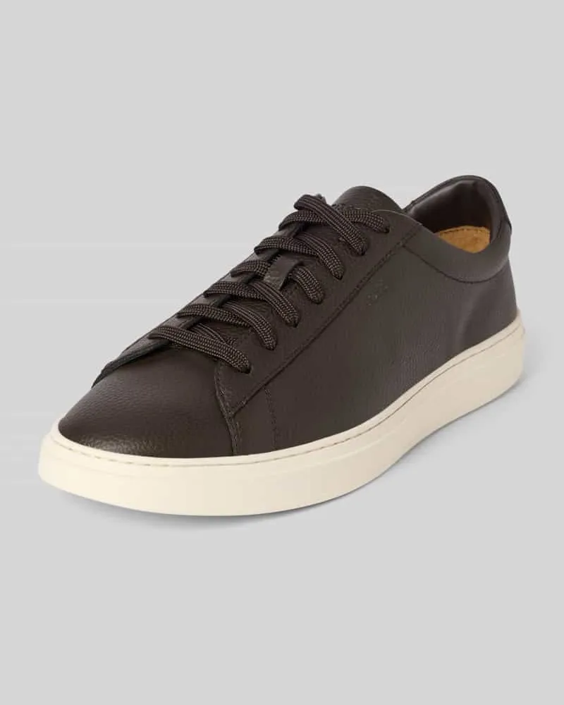 HUGO BOSS Low Top Sneaker aus genarbtem Rindsleder Dunkelbraun