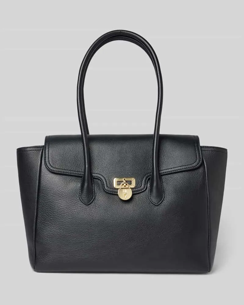 Ralph Lauren Lederhandtasche mit Label-Anhänger Black