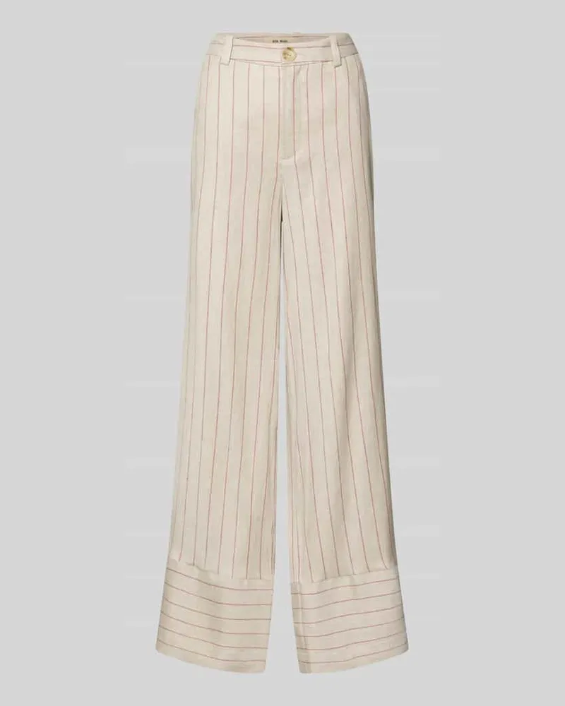 Mos Mosh Wide Leg Pants aus Leinen-Mix mit Eingrifftaschen Beige