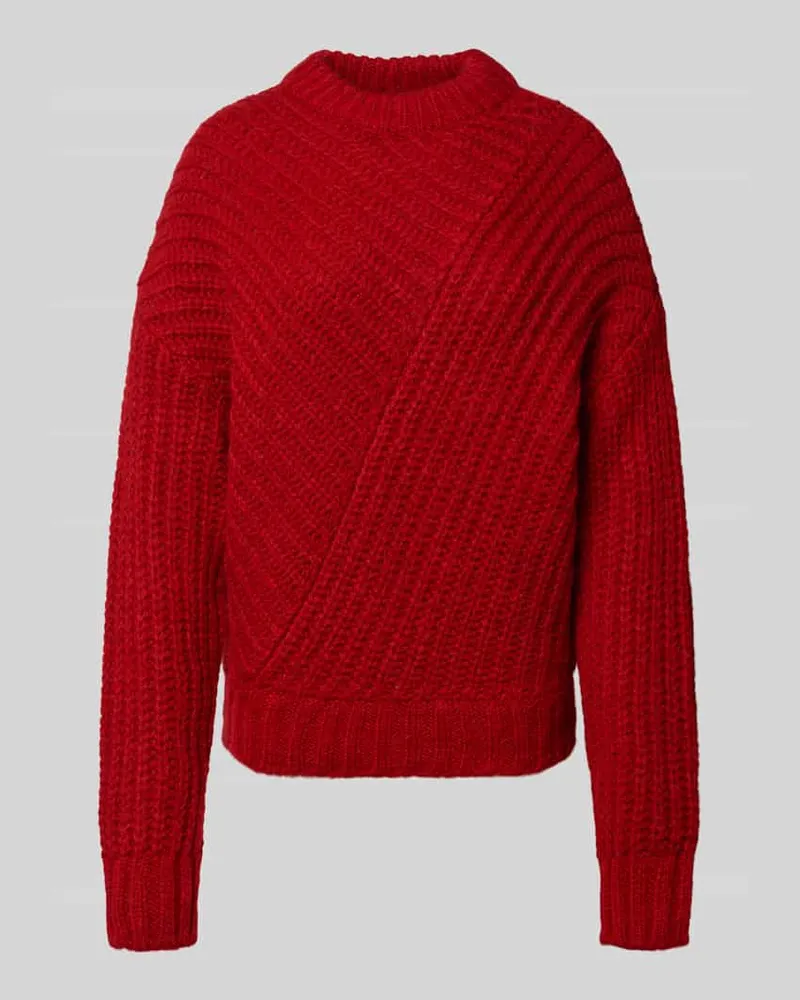 Mustang Strickpullover mit gerippten Abschlüssen Modell 'Erin Rot