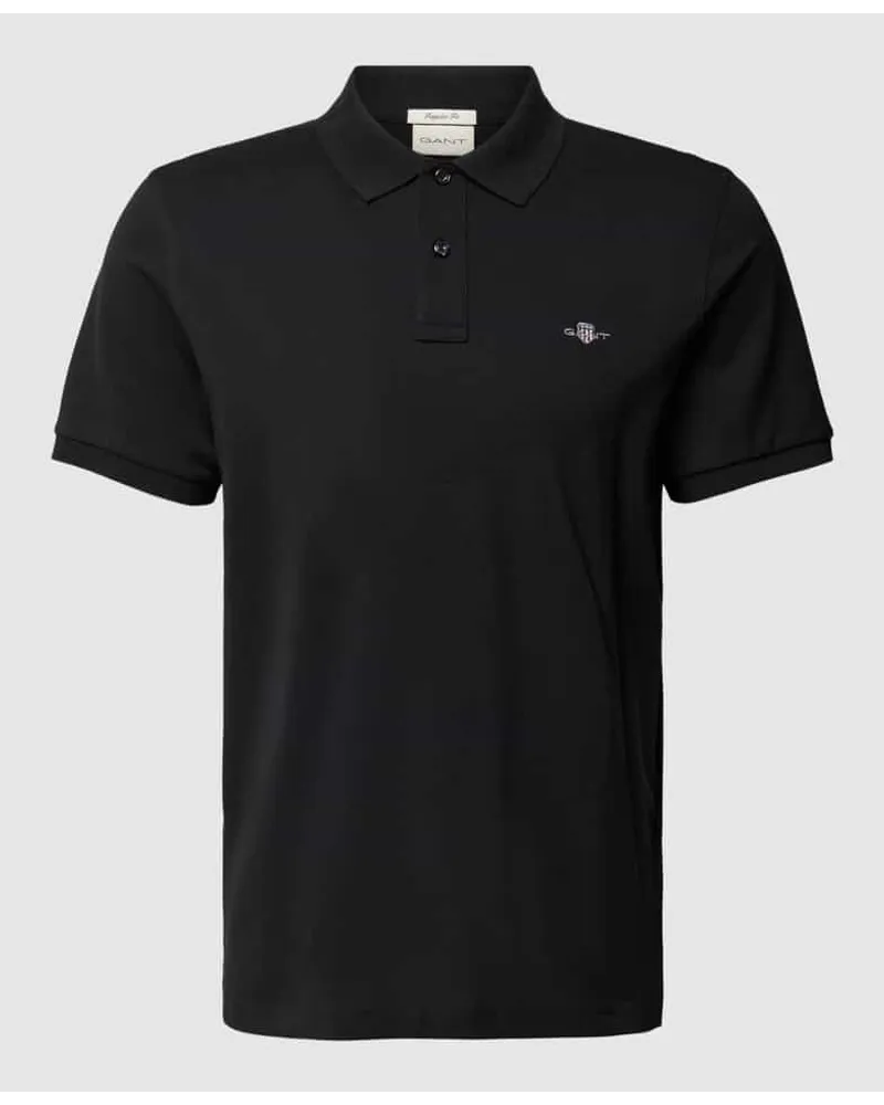 Gant Poloshirt mit Label-Stitching Modell 'SHIELD Black