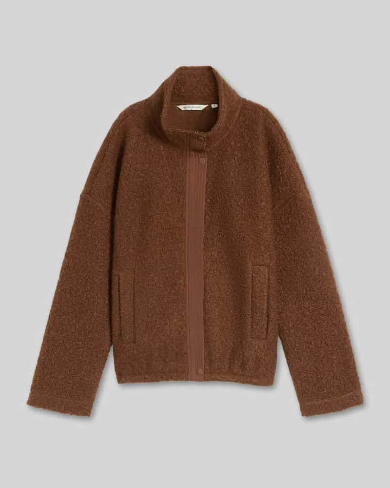 Tom Tailor Regular Fit Teddyjacke mit hohem Stehkragen Camel