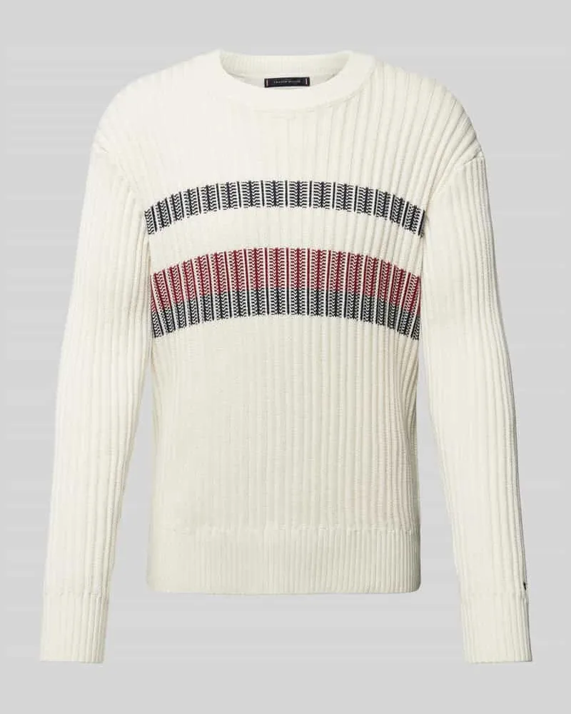 Tommy Hilfiger Strickpullover mit gerippten Abschlüssen Offwhite