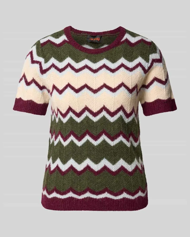 Miss Goodlife Strickshirt mit Rundhalsausschnitt Mittelbraun