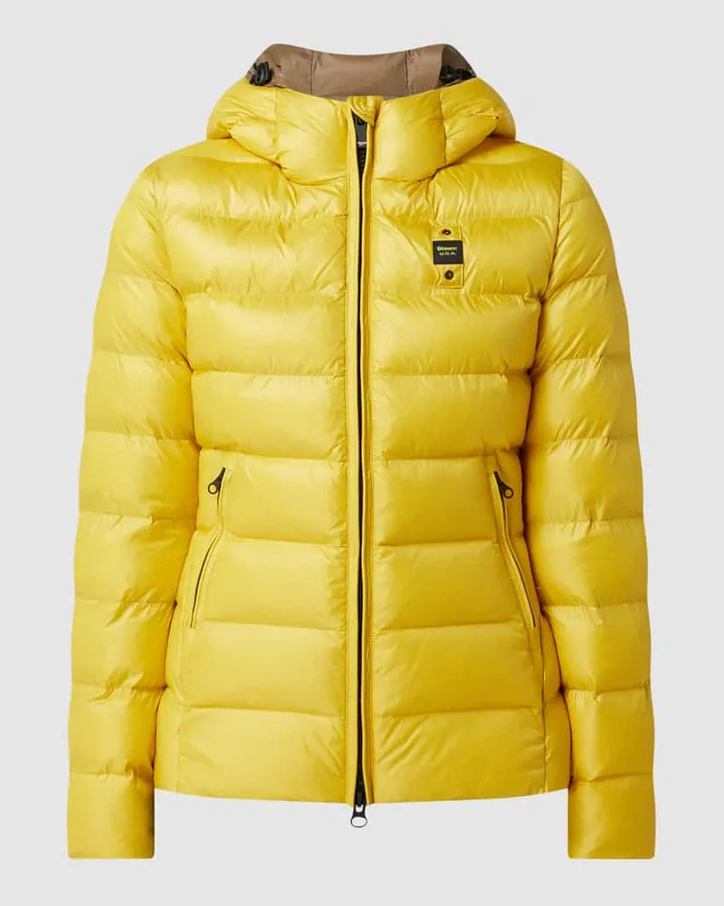 Blauer Steppjacke mit Kapuze Gelb
