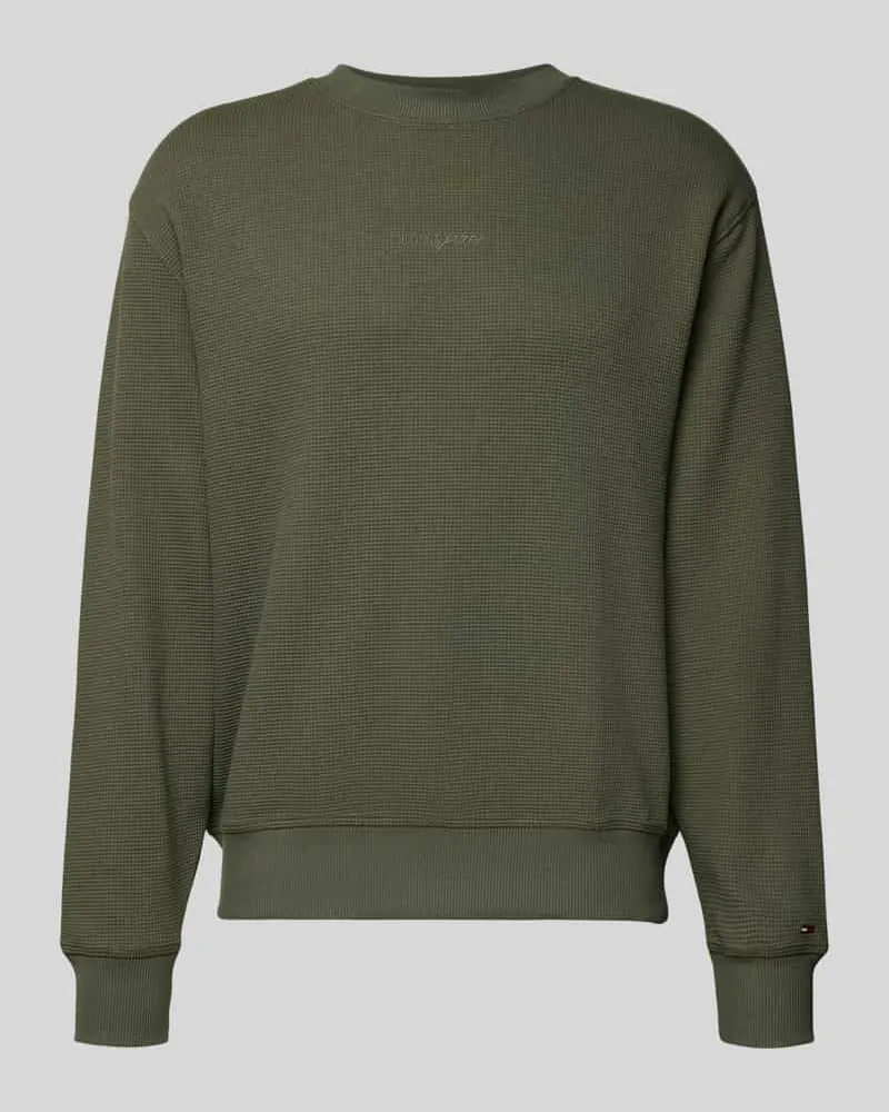Tommy Hilfiger Regular Fit Sweatshirt mit Waffel-Struktur Dunkelgruen