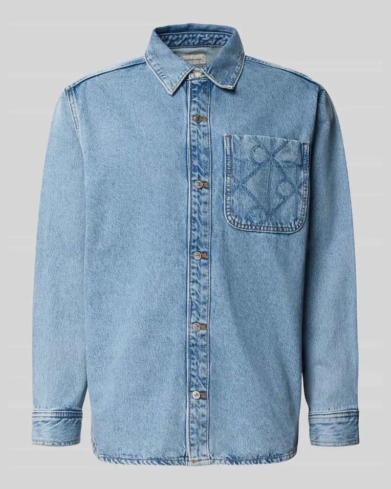 Calvin Klein Freizeithemd in Denim-Optik Jeansblau