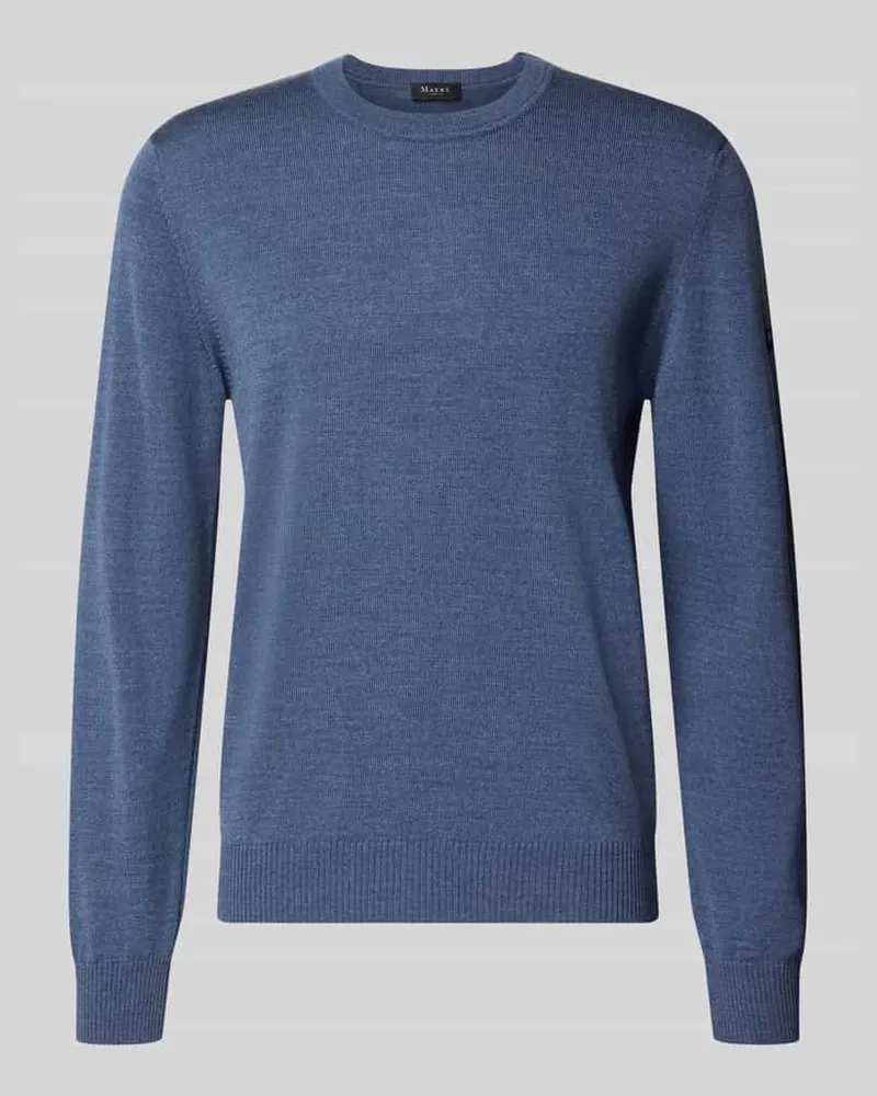 Maerz Strickpullover aus Schurwolle mit Label-Detail Jeansblau