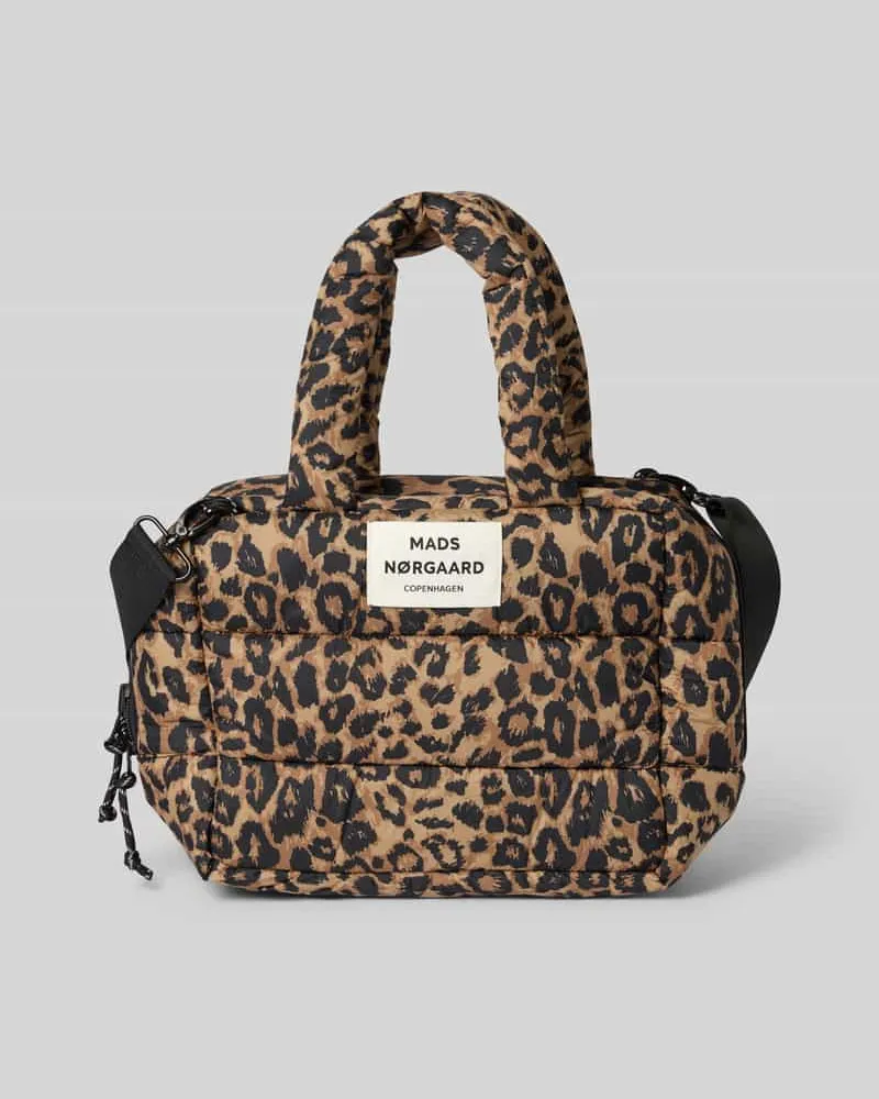 Mads Nørgaard Handtasche mit Allover-Animal-Print Modell 'Boxy Mittelbraun