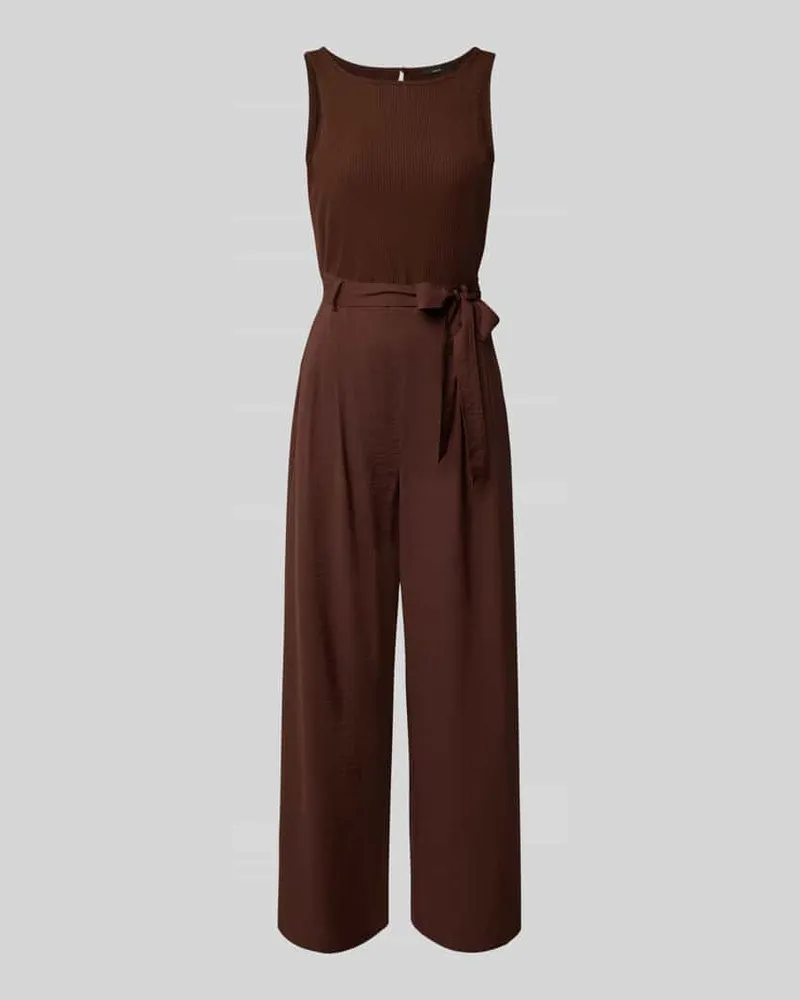 ZERO Relaxed Fit Jumpsuit mit Viskose-Anteil und Taillenband Mittelbraun