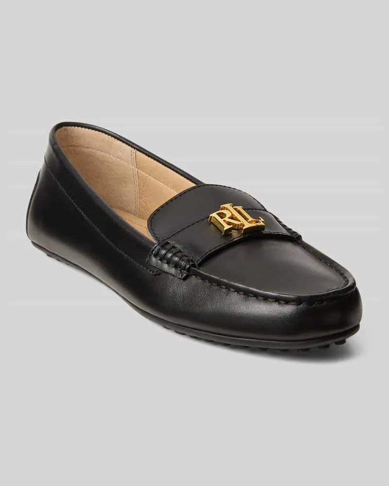 Ralph Lauren Slipper aus echtem Kalbsleder Black