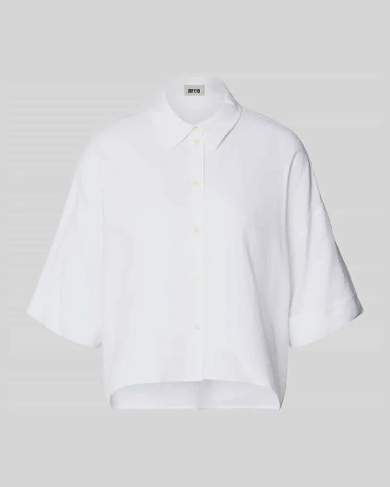 Drykorn Relaxed Fit Bluse aus Leinen-Viskose-Mix Weiss