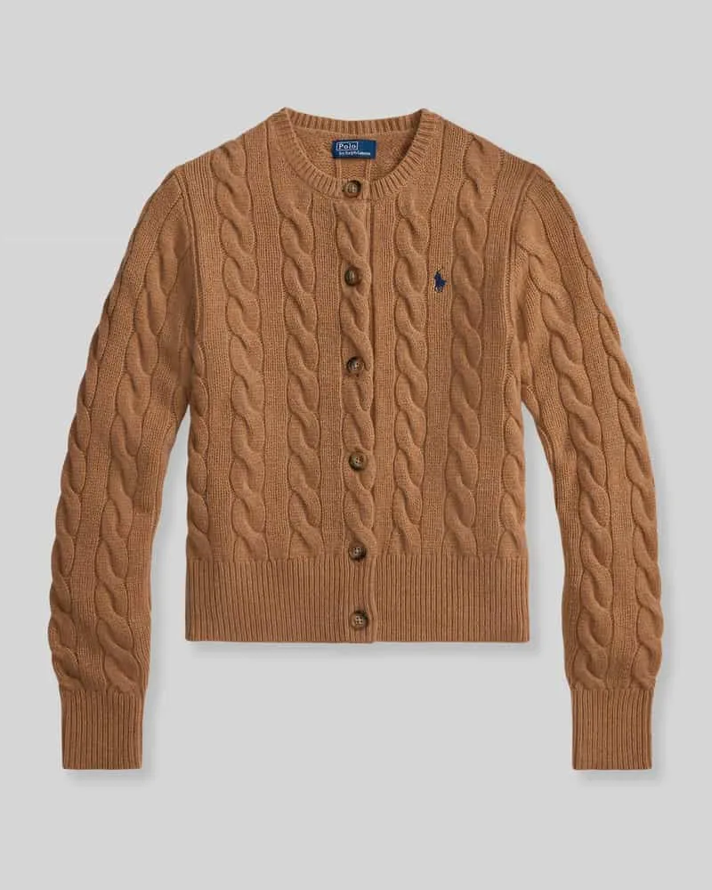 Ralph Lauren Regular Fit Strickjacke aus Wolle mit Kaschmir-Anteil Camel