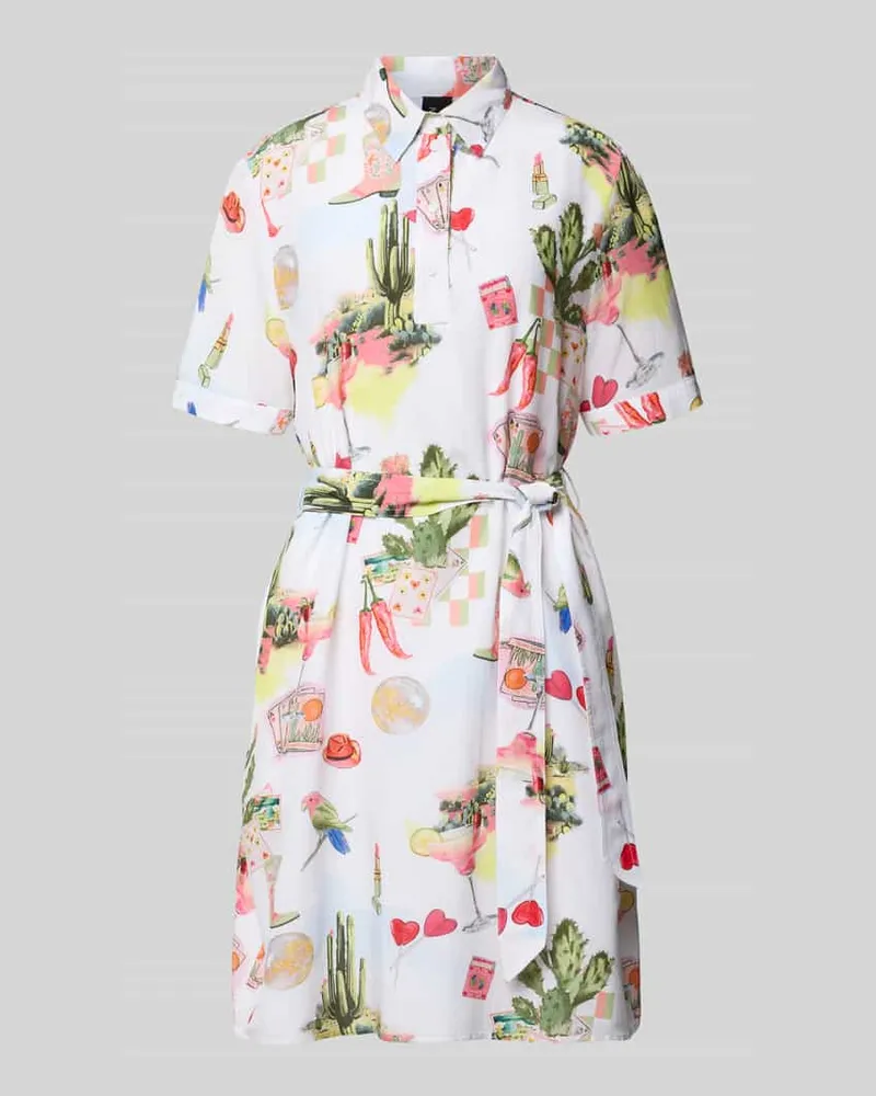 Marc Cain Knielanges Hemdblusenkleid im Allover-Look Weiss