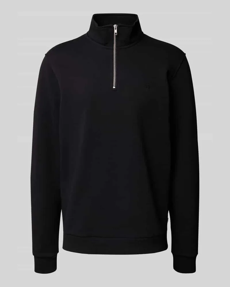 LES DEUX Sweatshirt mit Troyer-Kragen Modell 'Norregaard Black