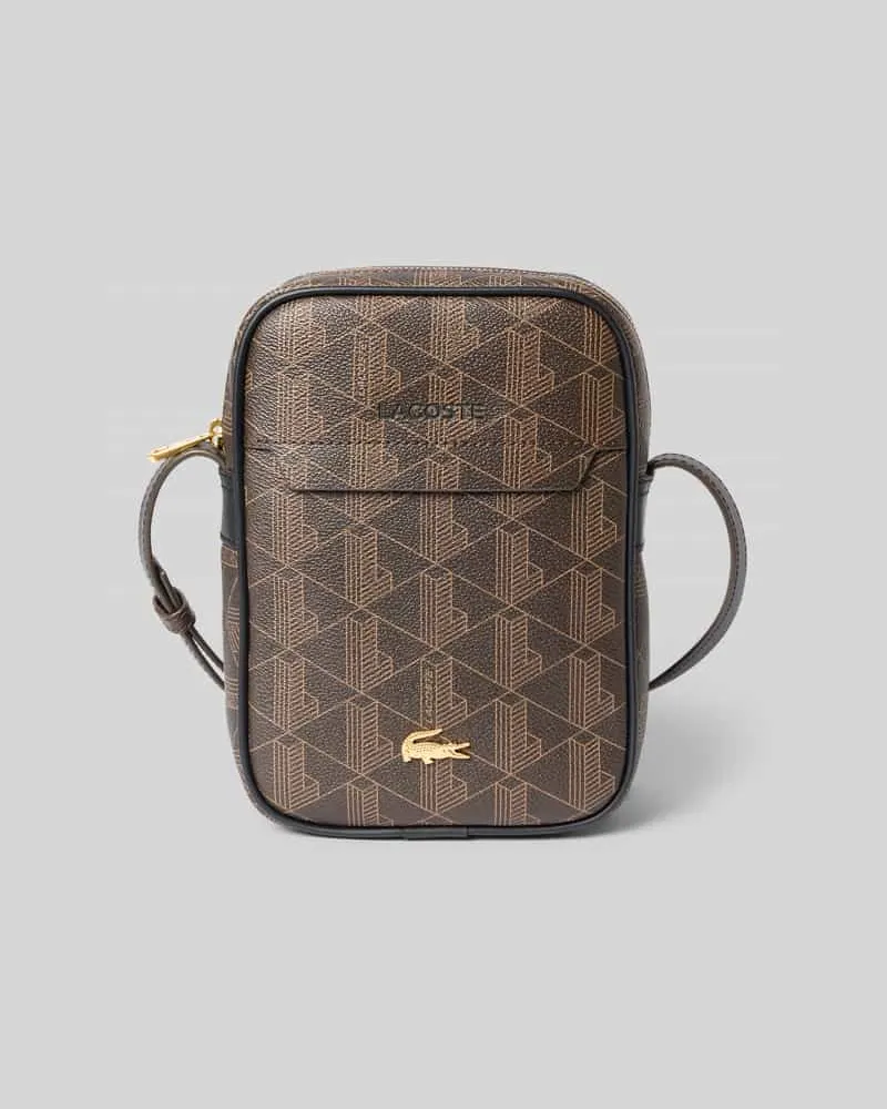 Lacoste Umhängetasche mit Logo-Print Modell 'Blend Vertical Camera Bag Mittelbraun