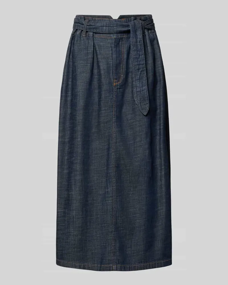 Drykorn Jeansrock aus Lyocell-Mix mit Bindegürtel Modell 'EDMEA Dunkelblau