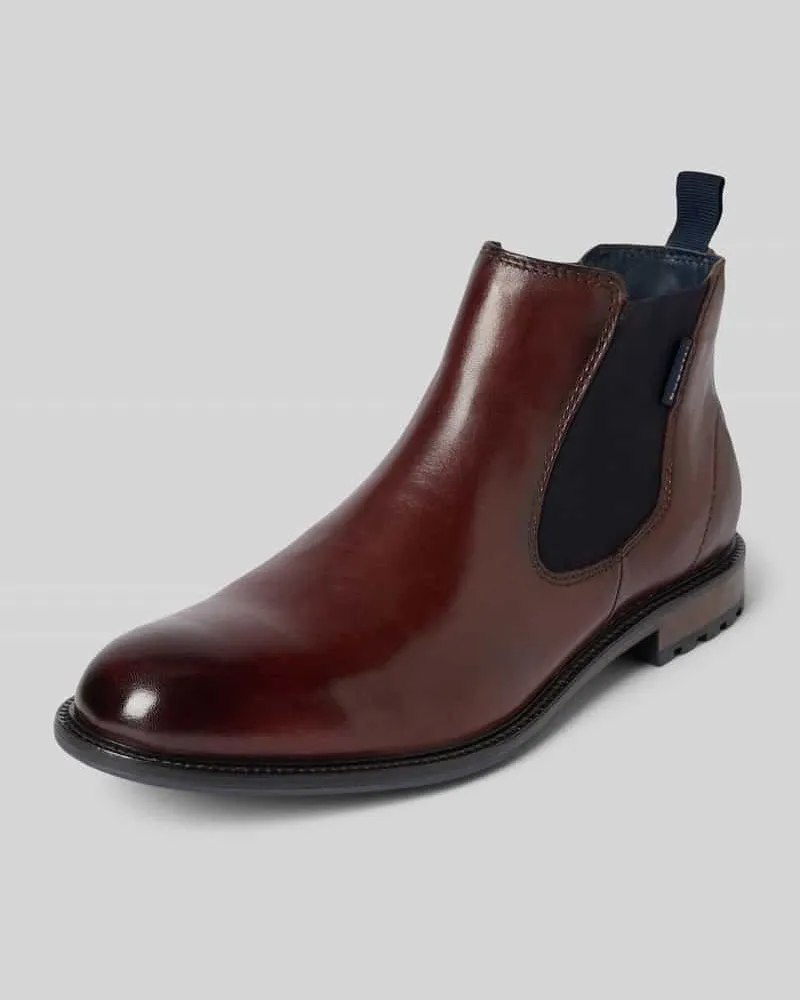 Bugatti Boots aus Leder mit elastischen Einsätzen Modell 'Bonifacio Mittelbraun