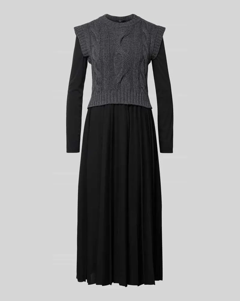 Max Mara Maxi-Freizeitkleid im Set mit Strick-Pullunder aus reiner Schurwolle Modell 'EBRO Black