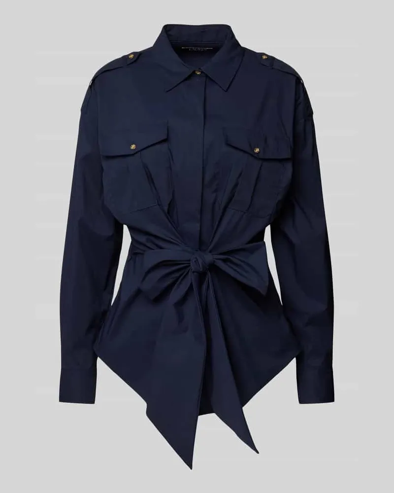 Ralph Lauren Hemdbluse mit verdeckter Knopfleiste Modell 'GIONINA Dunkelblau