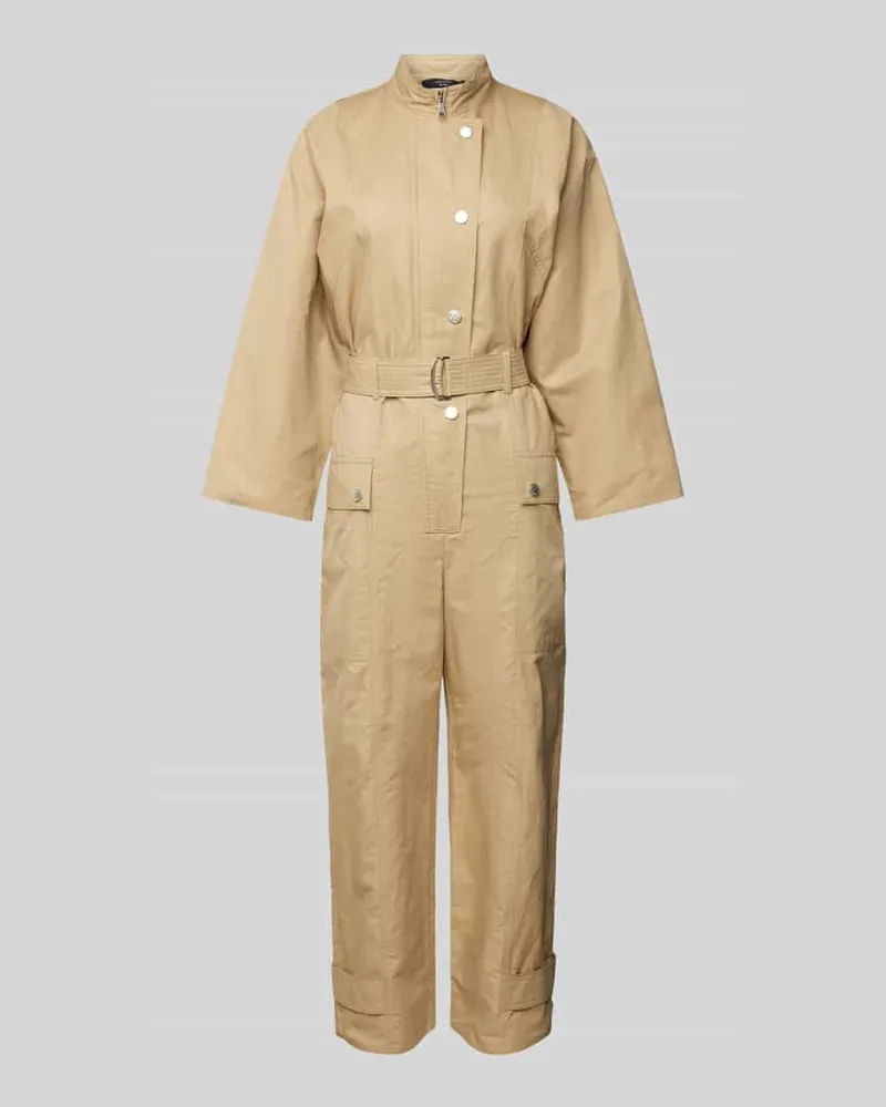 Max Mara Regular Fit Jumpsuit aus Baumwoll-Leinen-Mix Modell 'FASTO Beige