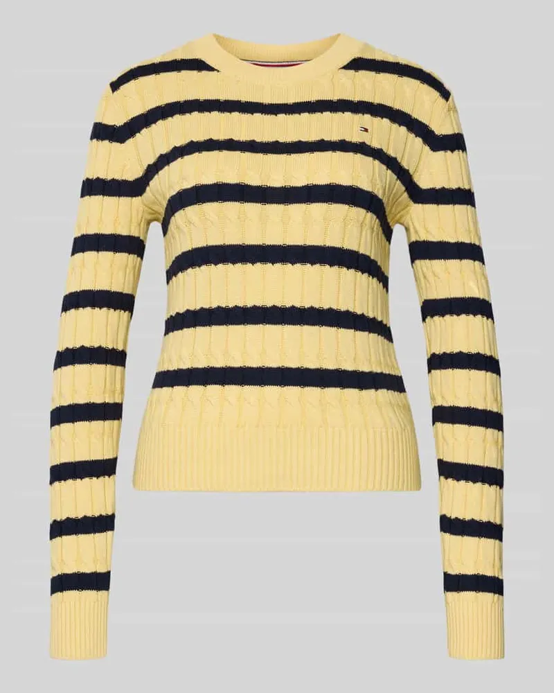 Tommy Hilfiger Slim Fit Strickpullover aus reiner Baumwolle Hellgelb
